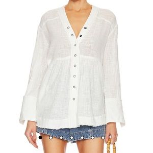 New Free People  We the free Miles Away Babydoll Top in White